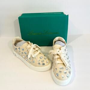 Lauren Lorraine Lolina Ivory Crystal Rhinestone Sneakers Size 7.5 New